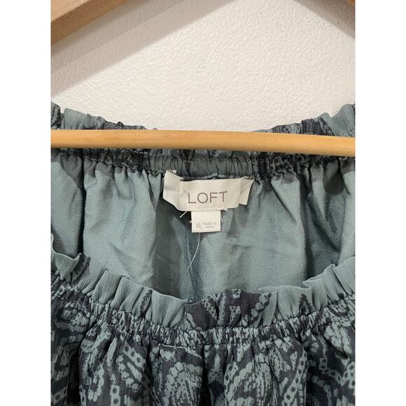 LOFT Paisley Off Shoulder Blouse NWT XL Ruffle Neck Boho Romantic Top - Picture 9 of 13